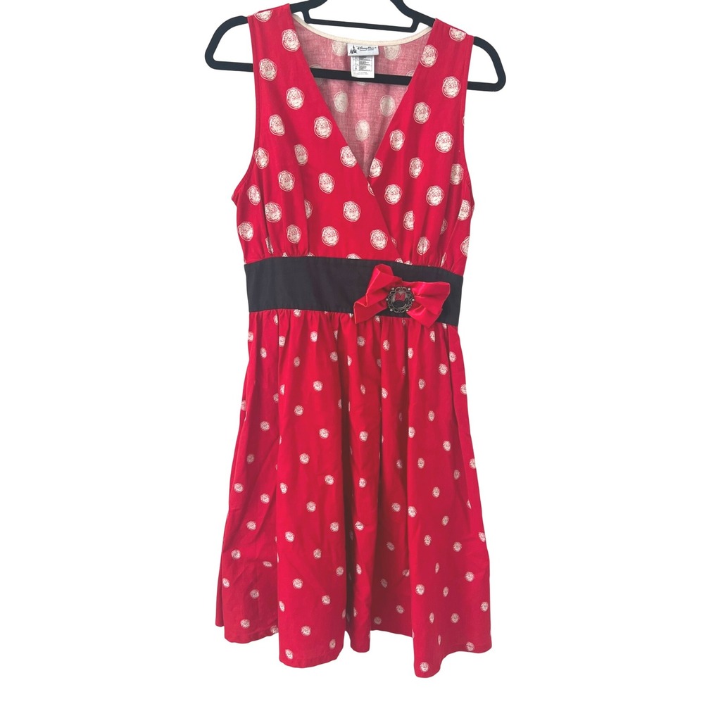 Disney Parks Sz Medium Minnie Mouse Dress Red Polka Dot 100% Cotton Rockabilly